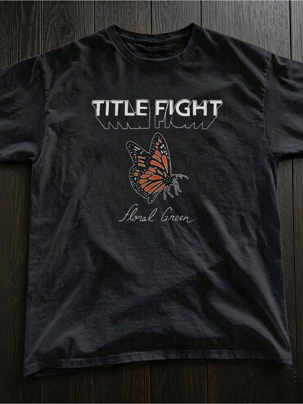 Title Fight Floral Green black t-shirt Women Men Unisex T-shirt